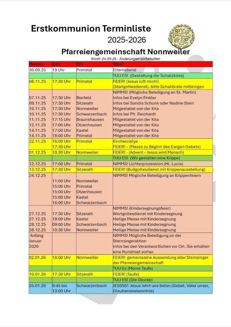 Terminliste Erstkommunion 2025_2026